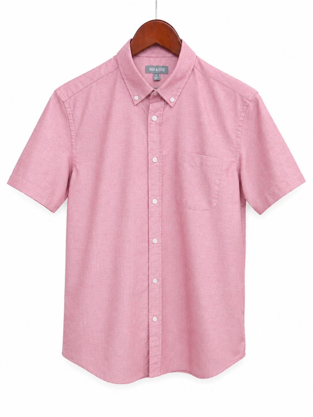 Ash & Erie Light Red Oxford Shirt Men's Medium Short Sleeve Button Down